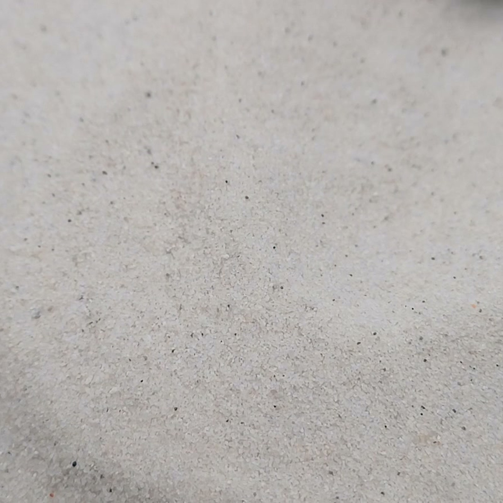 Helle Sandfläche mit flacher Mulde und weich ansteigendem Rand – Quarzsand Naturweiß für das Aquarium, 0,1–0,4 mm, 25 kg.