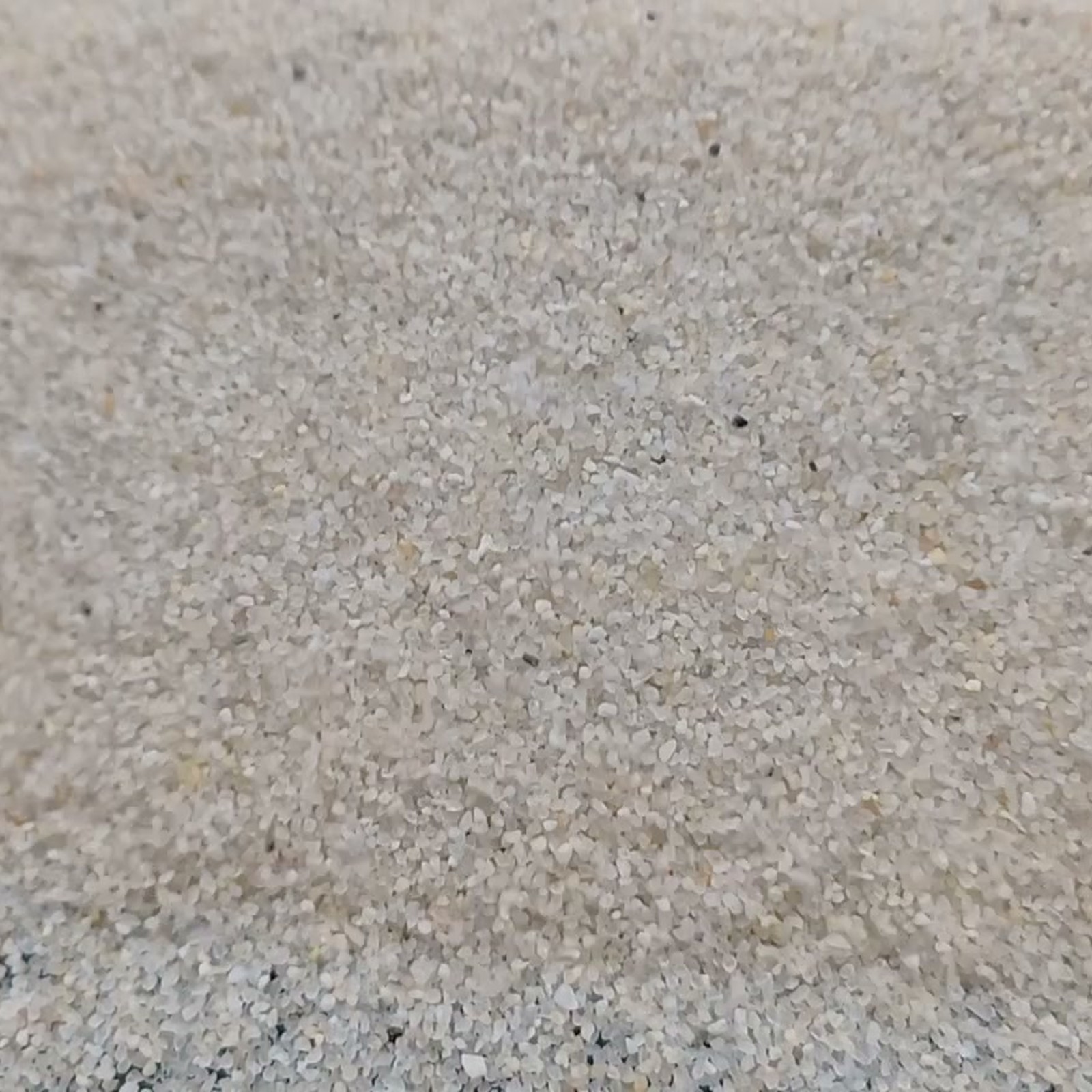 Vogelsand Naturweiß, 0,2–0,5 mm, 20 kg: Sandwelle mit sichtbarem dunklem Untergrund.