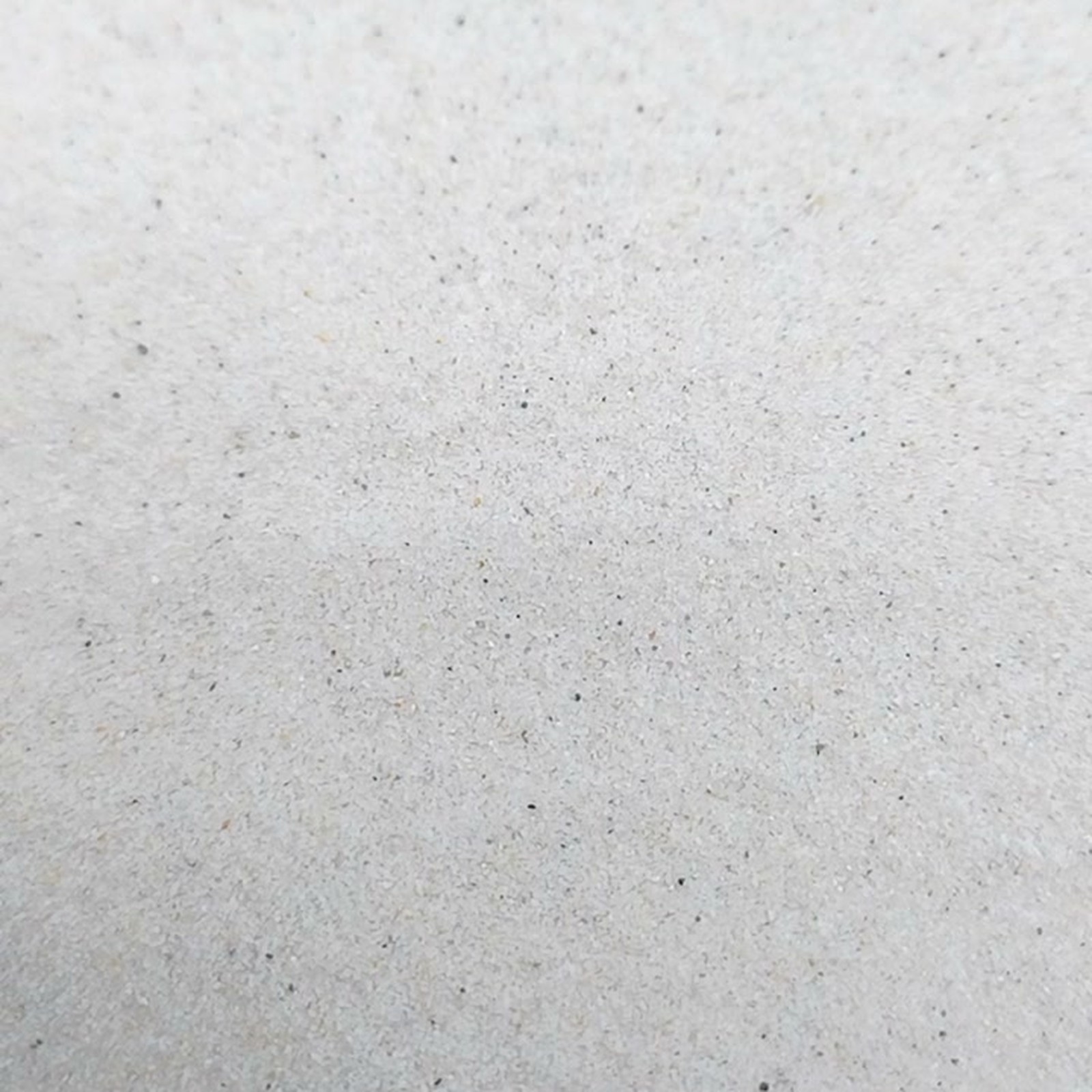 Chinchillasand Naturweiß, 0,1–0,3 mm, 17 kg: Helle Kornfläche mit flacher Vertiefung.