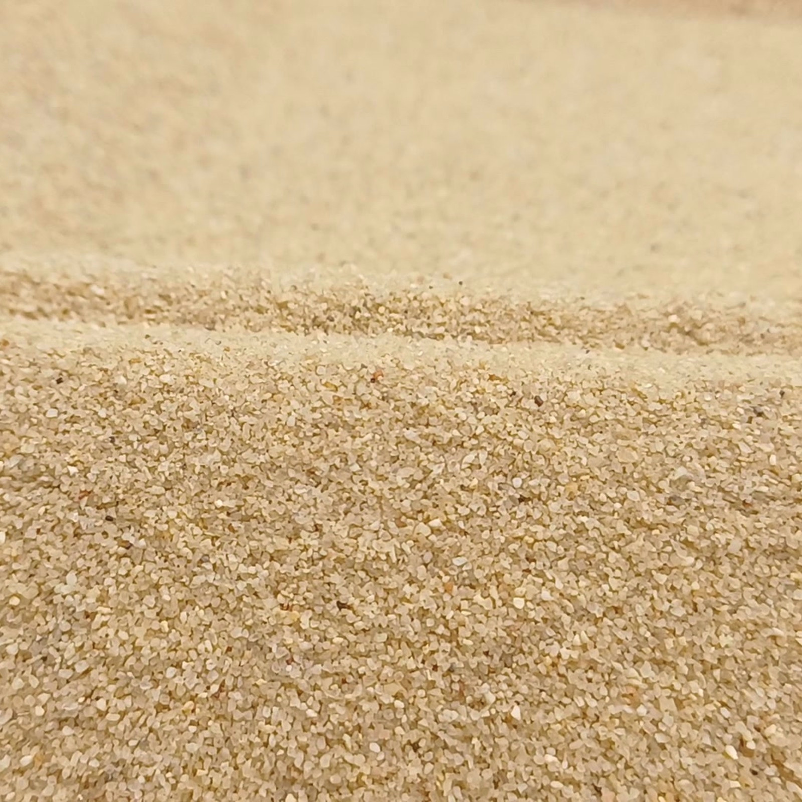 Chinchillasand Naturbeige, 0,1–0,6 mm, 25 kg: Niedriger Sandrücken mit feiner Kante.
