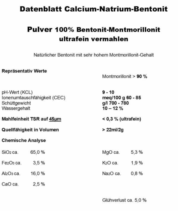 2000g Bentonit Pulver 45m Montmorillonit Naturmineral Mineralerde 2x1kg 145969710750 2