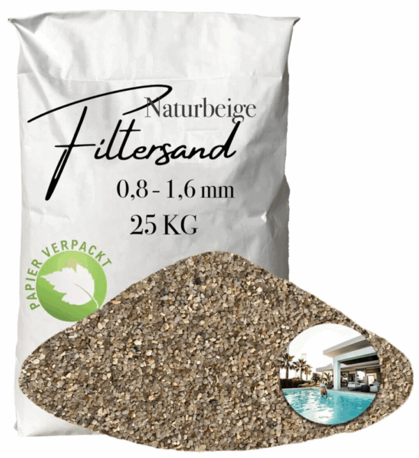 AQUAGRAN Filtersand beige 25 kg 08 16 mm Papiersack Pool Filter Quarz Sand 145767873320