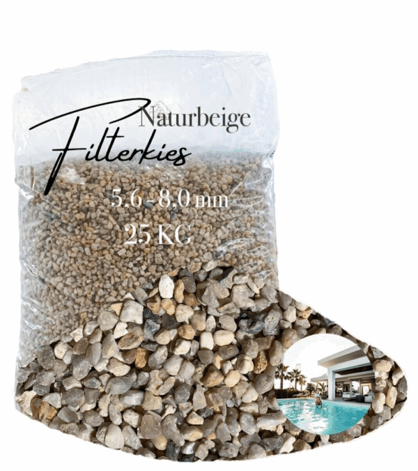 AQUAGRAN Filtersand beige 25 kg Filterkies natuerlicher Pool Filter 56 80 mm 145651600260