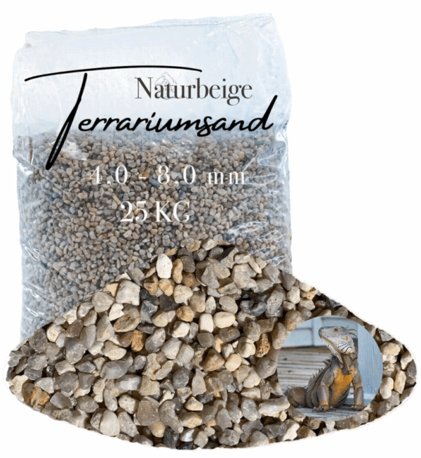Terrariensand Terrariumsand Bodengrund grabfaehig Sand 25kg 40 80mm naturbeige 145719899440