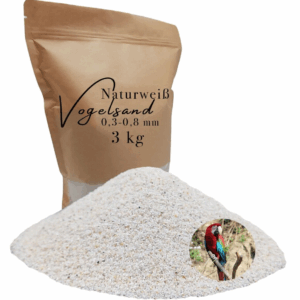 Vogelsand 0,3-0,8mm 3 kg weiß keimfrei ohne Zusatzstoffe wie Anis und Grit