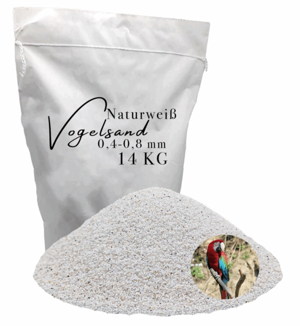 Vogelsand 04 08mm weiss 14kg keimfrei ohne Zusatzstoffe wie Anis und Grit 146399930720