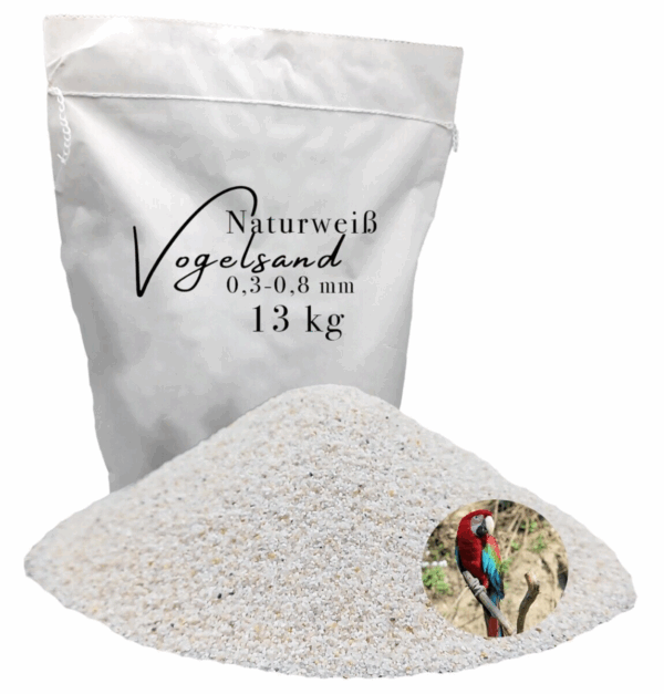 Vogelsand 13 kg 03 08mm weiss keimfrei ohne Zusatzstoffe wie Anis und Grit 146399930780
