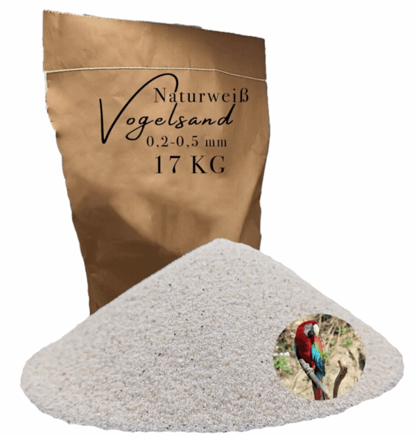 Vogelsand 17 kg 02 05mm weiss keimfrei ohne Zusatzstoffe wie Anis und Grit 146399930810