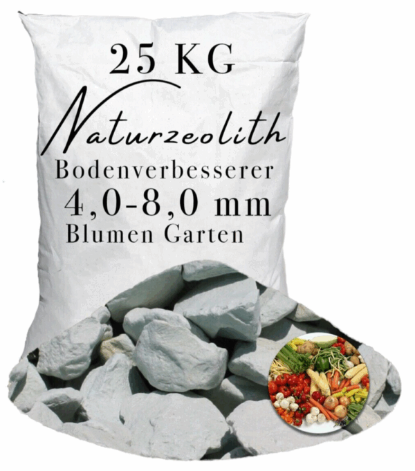 Zeolith 25kg 40 80mm Bodenverbesserer im Garten Obst Gemuese Kraeuter Blumen 145725142320