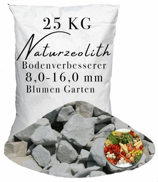 Zeolith 25kg 80 160mm Bodenverbesserer im Garten Obst Gemuese Kraeuter Blumen 145725144770