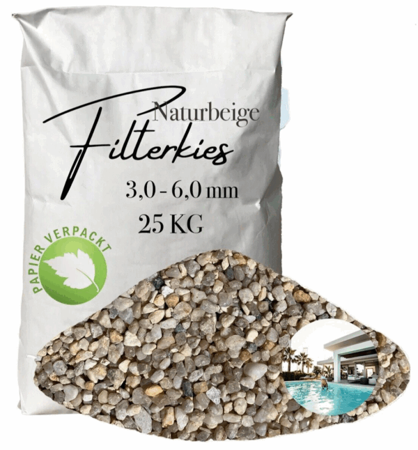 AQUAGRAN Filtersand beige 25 kg Filterkies Papiersack Pool Filter 30 60 mm 145767878361