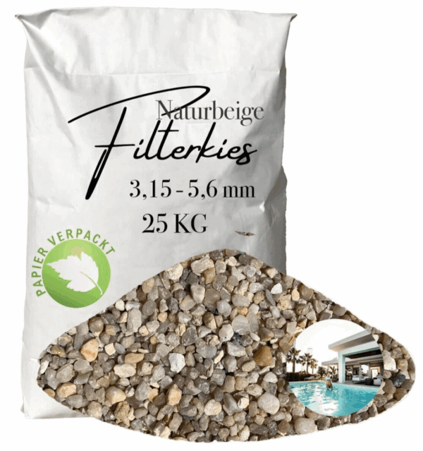 AQUAGRAN Filtersand beige 25 kg Filterkies Papiersack Pool Filter 315 56 mm 145767875031