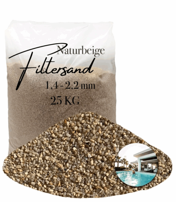 AQUAGRAN Filtersand beige 25 kg Filterkies natuerlicher Pool Filter 14 22 mm 145651555441