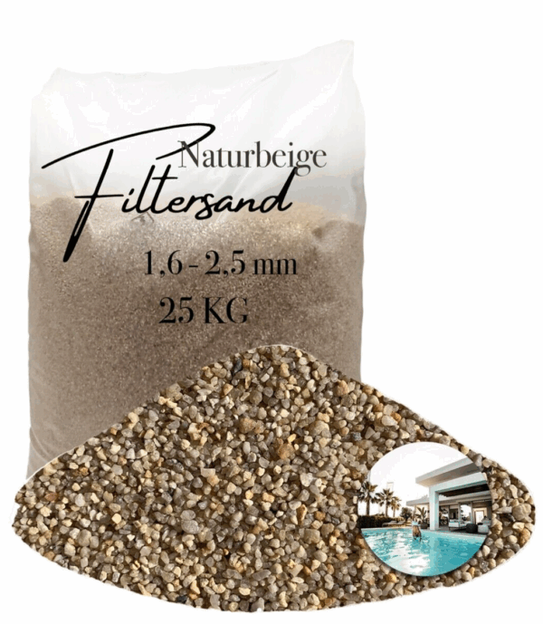 AQUAGRAN Filtersand beige 25 kg Filterkies natuerlicher Pool Filter 16 25 mm 145651560931