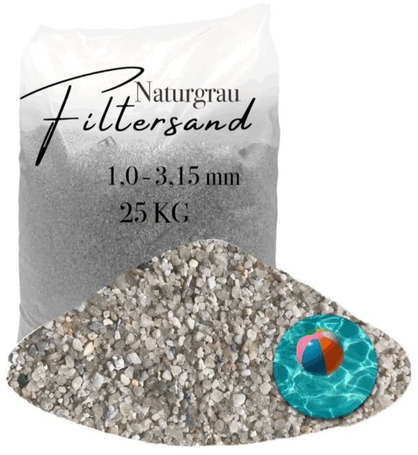 AQUAGRAN Filtersand grau 25 kg 10 315 mm natuerlicher Pool Filter Quarz Sand 145845812551