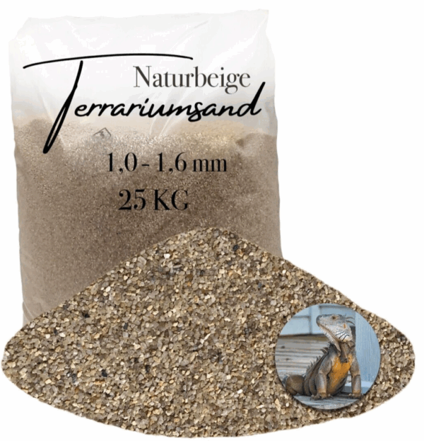 Terrariensand Terrariumsand 10 16mm grabfaehig 25kg Sand naturbeige Bodengrund 145719845261