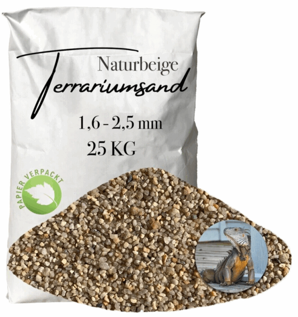 Terrariensand Terrariumsand 16 25mm Sand naturbeige grabfaehig Bodengrund 25 kg 145825439681