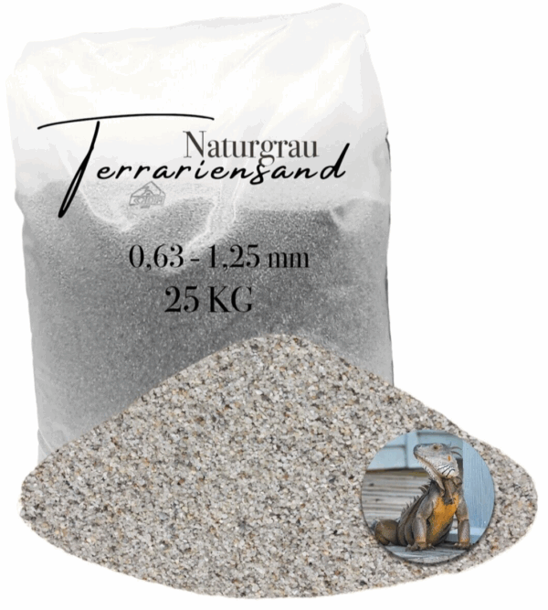 Terrariensand Terrariumsand Bodengrund grabfaehig Sand 25kg 063 125mm hellgrau 145840346821