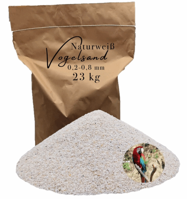 Vogelsand 02 08mm weiss 23 kg keimfrei ohne Zusatzstoffe wie Anis und Grit 146399930701