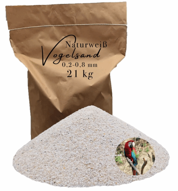 Vogelsand 02 08mm weiss keimfrei 21 kg ohne Zusatzstoffe wie Anis und Grit 146399930831