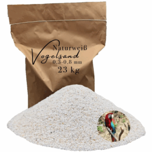 Vogelsand 0,3-0,8mm weiß 23 kg keimfrei ohne Zusatzstoffe wie Anis und Grit