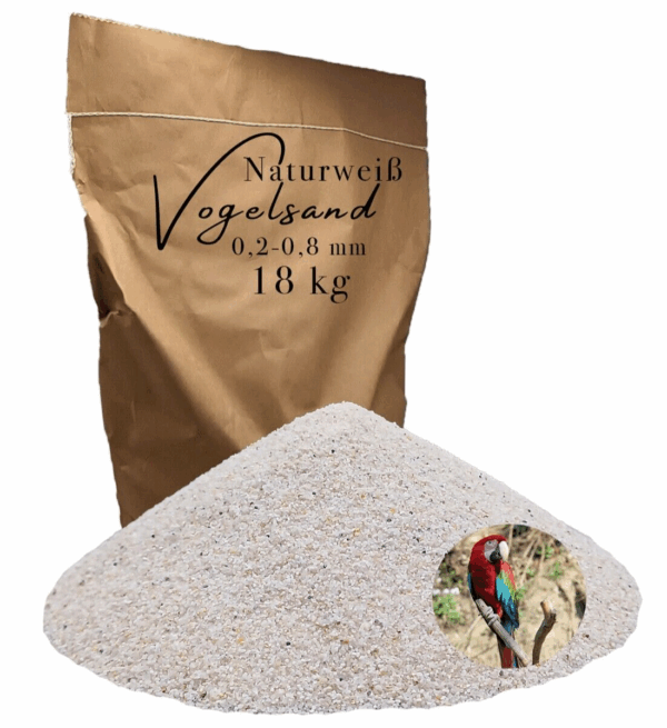 Vogelsand 18 kg 02 08mm weiss keimfrei ohne Zusatzstoffe wie Anis und Grit 146399930811