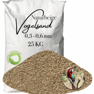 Vogelsand Einstreu Papageiensand beige 25kg ohne Anis und Grit 0,3-0,6 mm Papier