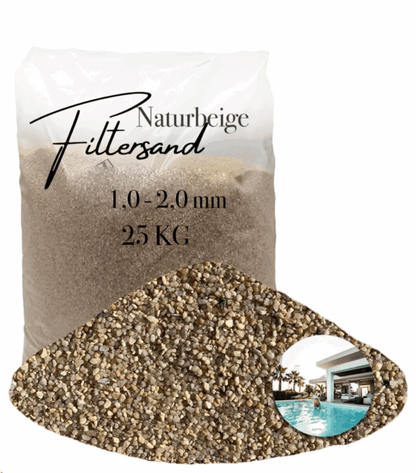 AQUAGRAN Filtersand beige 25 kg Filterkies natuerlicher Pool Filter 10 20 mm 145651541392