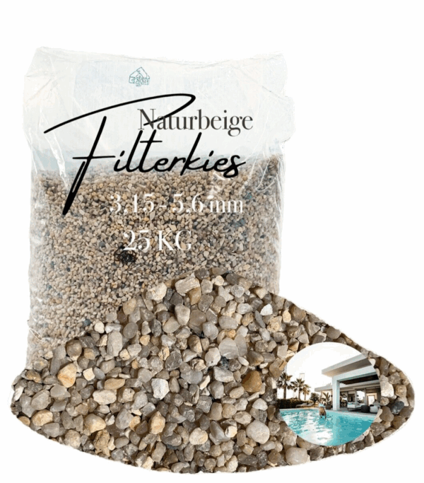 AQUAGRAN Filtersand beige 25 kg Filterkies natuerlicher Pool Filter 315 56 mm 145651569302