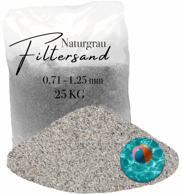 AQUAGRAN Filtersand grau 25 kg 071 125 mm natuerlicher Pool Filter Quarz Sand 145844332292