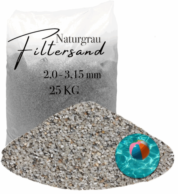 AQUAGRAN Filtersand grau 25 kg 20 315 mm natuerlicher Pool Filter Quarz Sand 145845814412