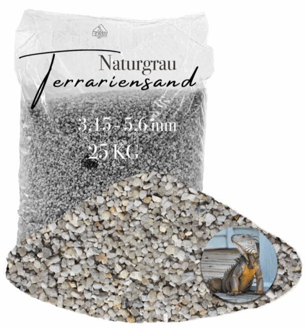 Terrariensand Terrariumsand Bodengrund grabfaehig Sand 25kg 315 56mm hellgrau 145840368502