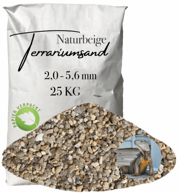 Terrariensand Terrariumsand Sand 20 56mm Bodengrund naturbeige grabfaehig 25 kg 145825443692
