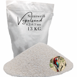 Vogelsand 02 05mm weiss keimfrei ohne Zusatzstoffe wie Anis und Grit 13 kg 146399930802
