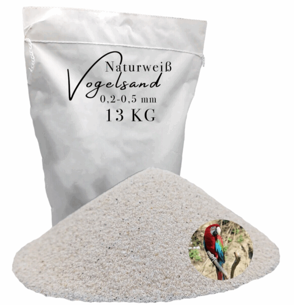 Vogelsand 02 05mm weiss keimfrei ohne Zusatzstoffe wie Anis und Grit 13 kg 146399930802