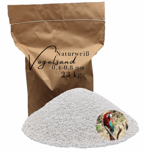 Vogelsand 04 08mm 23 kg keimfrei weiss ohne Zusatzstoffe wie Anis und Grit 146399930792
