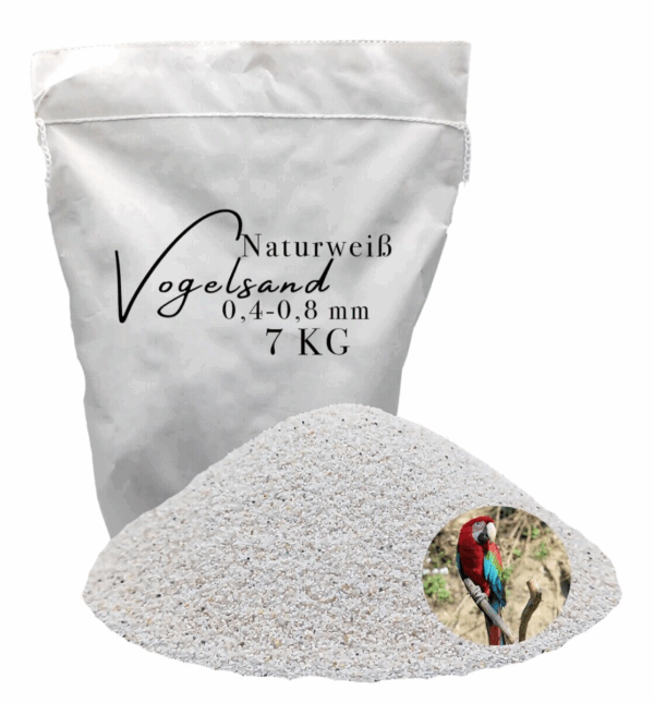 Vogelsand 04 08mm weiss 7kg keimfrei ohne Zusatzstoffe wie Anis und Grit 146399930852