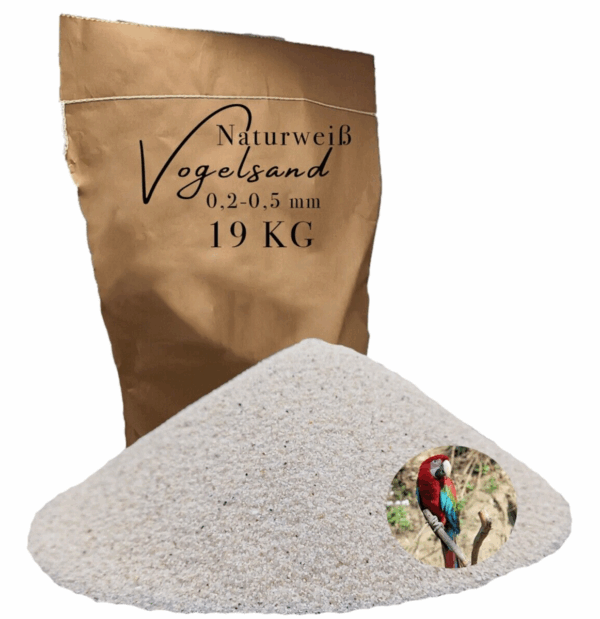 Vogelsand 19 kg 02 05mm weiss keimfrei ohne Zusatzstoffe wie Anis und Grit 146399930812