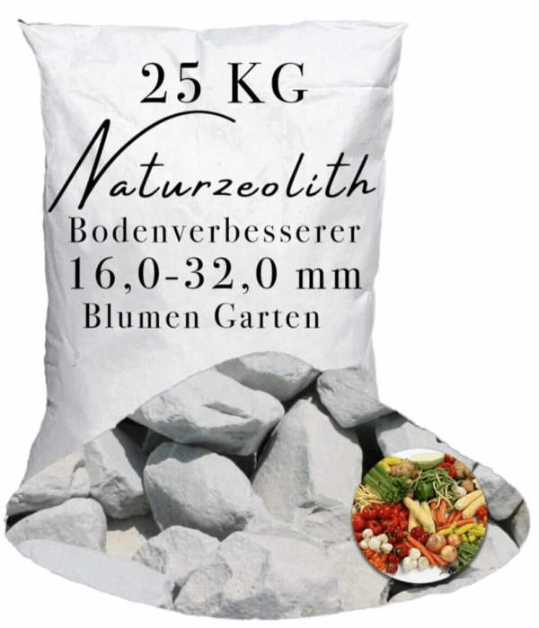 Zeolith 25kg 160 320mm Bodenverbesserer im Garten Obst Gemuese Kraeuter Blumen 145725145862