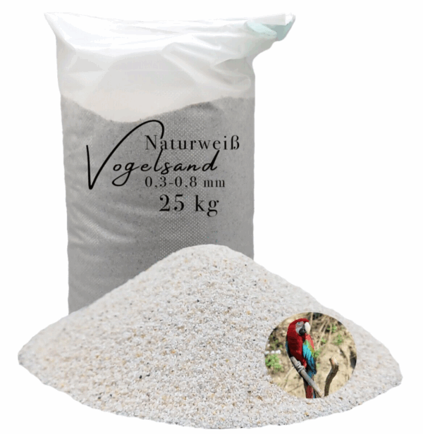 25 kg Vogelsand weiss keimfrei ohne Zusatzstoffe wie Anis und Grit 03 08mm 145625794373