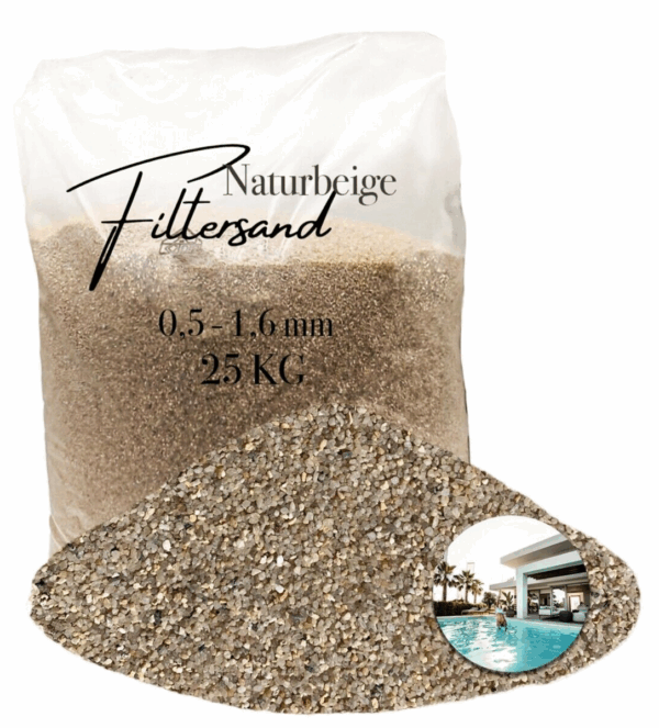 AQUAGRAN Filtersand beige 25 kg 05 16 mm natuerlicher Pool Filter Quarz Sand 145651518533