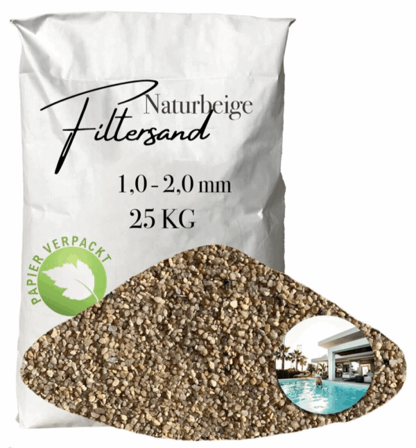 AQUAGRAN Filtersand beige 25 kg Filterkies Papiersack Pool Filter 10 20 mm 145767896053