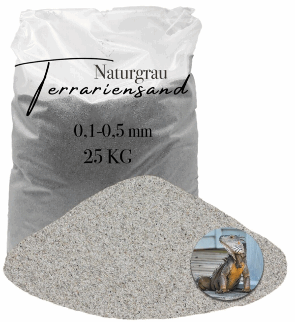 Terrariensand Terrariumsand Bodengrund grabfaehig Sand 25kg 01 05mm hellgrau 145840331433