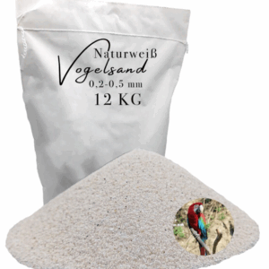 Vogelsand 0,2-0,5mm 12kg weiß keimfrei ohne Zusatzstoffe wie Anis und Grit