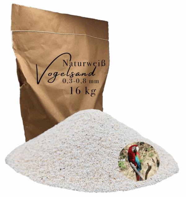 Vogelsand 03 08mm 16 kg weiss keimfrei ohne Zusatzstoffe wie Anis und Grit 146399930703