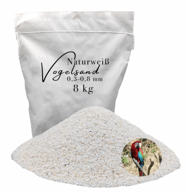 Vogelsand 03 08mm weiss keimfrei 8 kg ohne Zusatzstoffe wie Anis und Grit 146399930683
