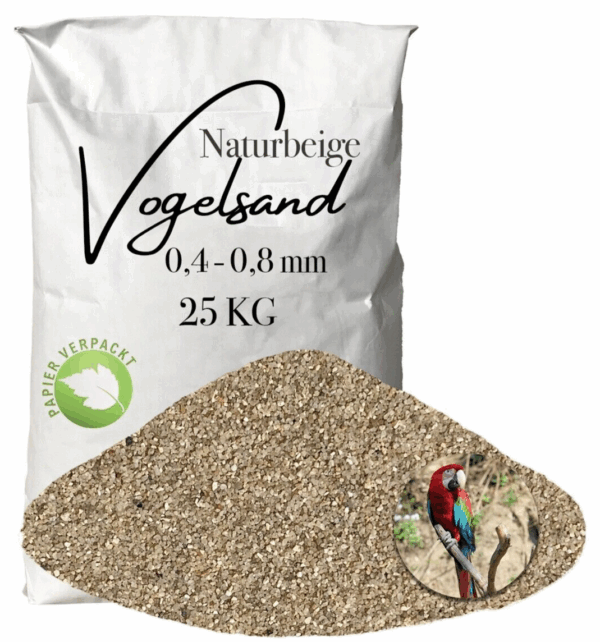 Vogelsand Einstreu Papageiensand beige 25kg ohne Anis und Grit 04 08 mm Papier 145820381243