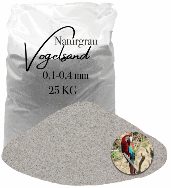 staubfreier feuergetrockneter grauer Vogelsand 25kg ohne Anis und Grit 01 04mm 145845854983