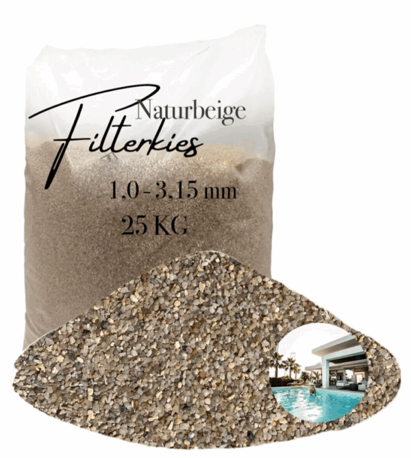 AQUAGRAN Filtersand beige 25 kg Filterkies natuerlicher Pool Filter 10 315 mm 145651547454