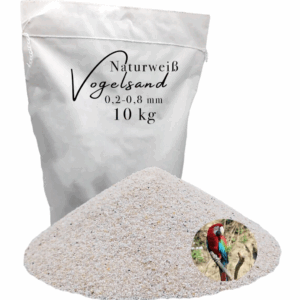 Vogelsand 0,2-0,8mm weiß 10 kg keimfrei ohne Zusatzstoffe wie Anis und Grit